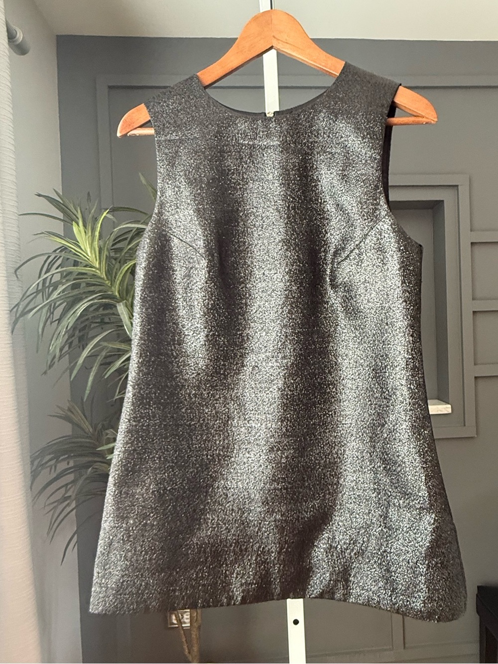 BEC + BRIDGE Metallic Silk Blend Mini Dress Black Silver AU 8 US 4